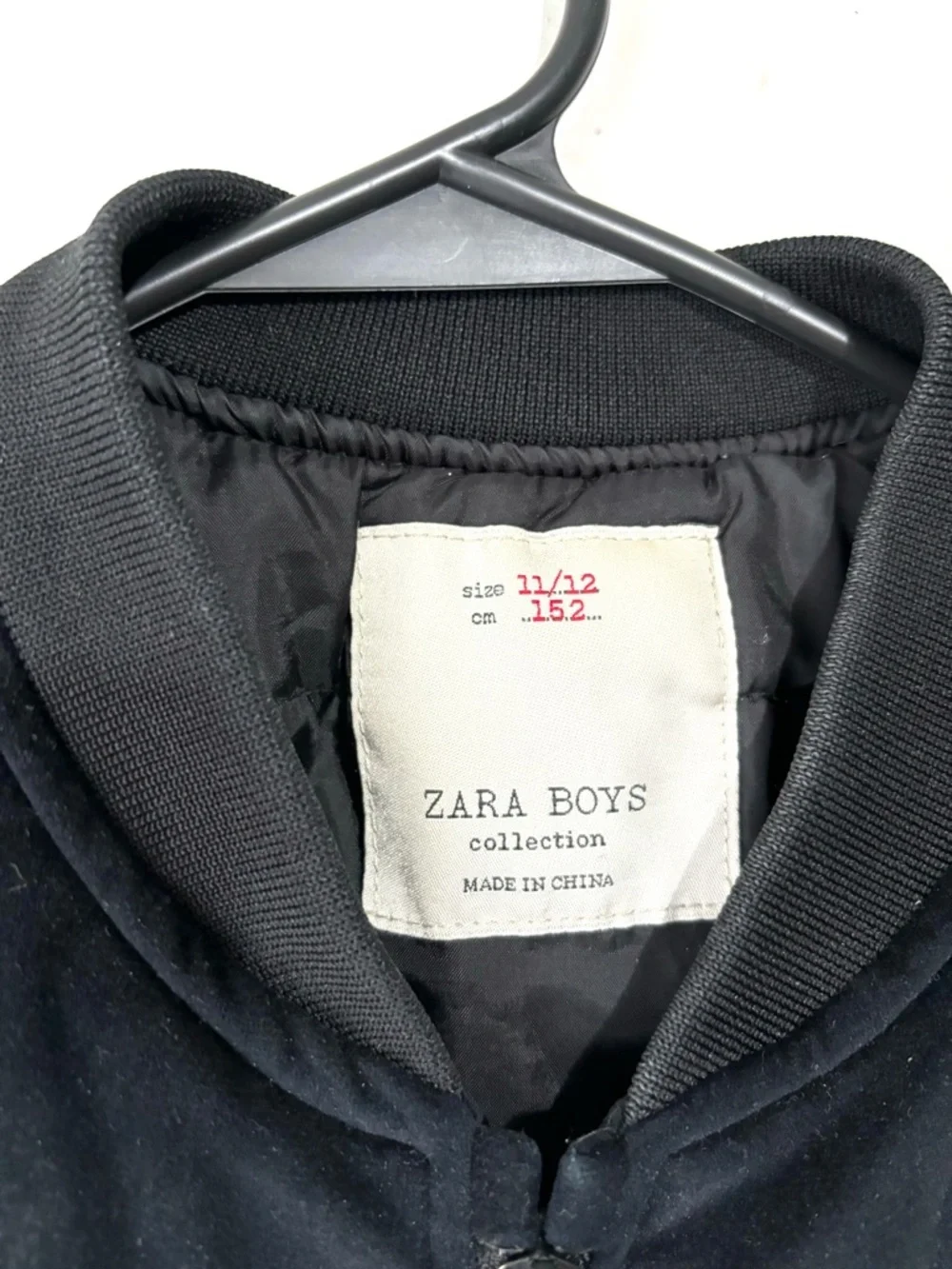 Zara Boys Jacket Size 11/12 Bomber Coat Black Lined Full Zip Flight Moto Grunge